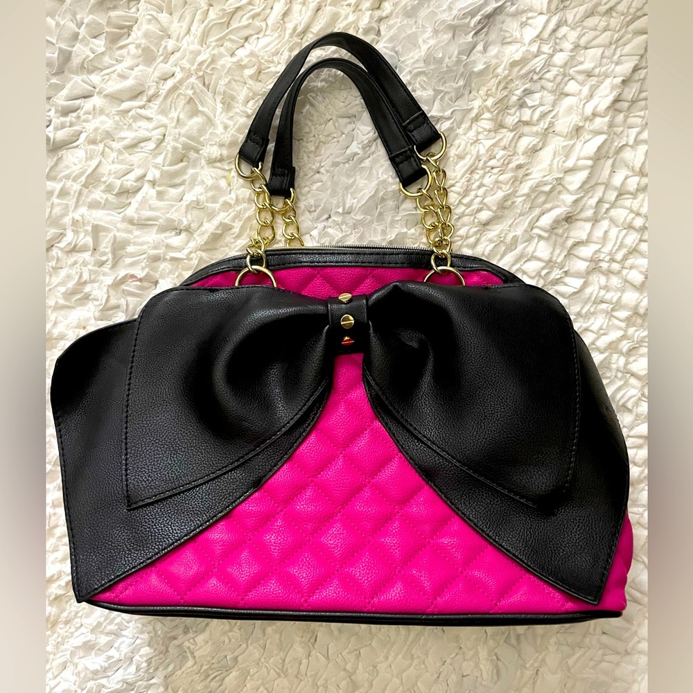 Betsey Johnson Handbag/ Hot Pink & Black
